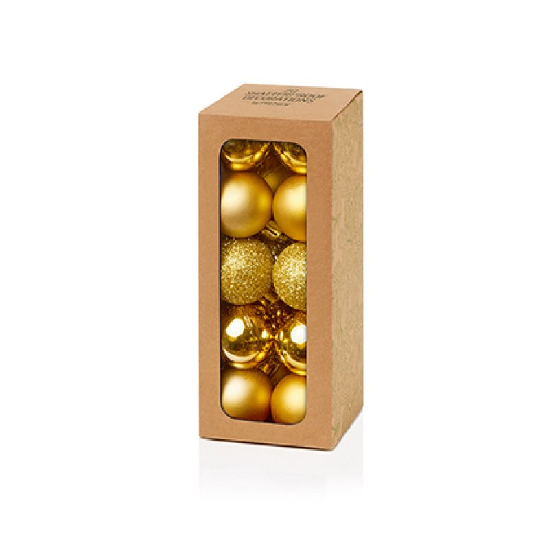 Premier 30mm Multi Finish Baubles Pack of 20 Gold/Red/Silver