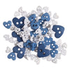 Buttons: Craft: Mini: Hearts: Blue: 2.5g
