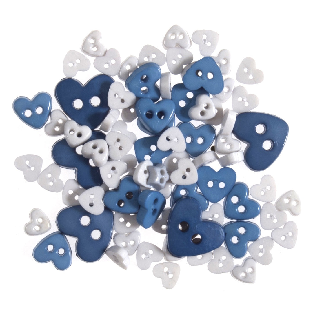 Buttons: Craft: Mini: Hearts: Blue: 2.5g