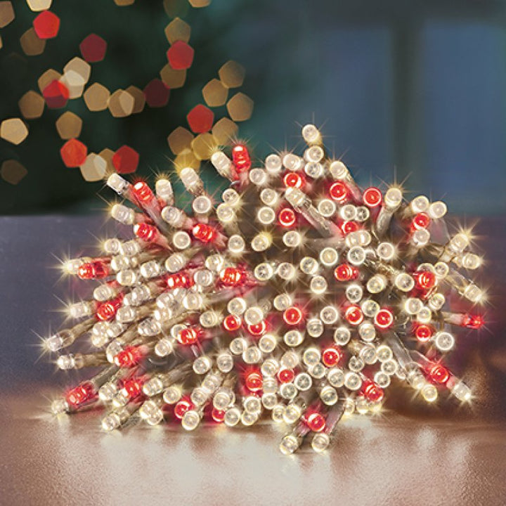 Premier 200 Multi-Action LED SupaBrights Clear Cable with Timer Red/Warm White
