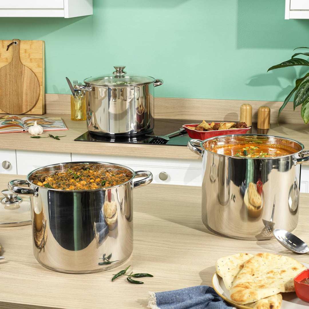 Russell Hobbs Classic 30cm Stockpot – 15L Stainless Steel with Glass Lid