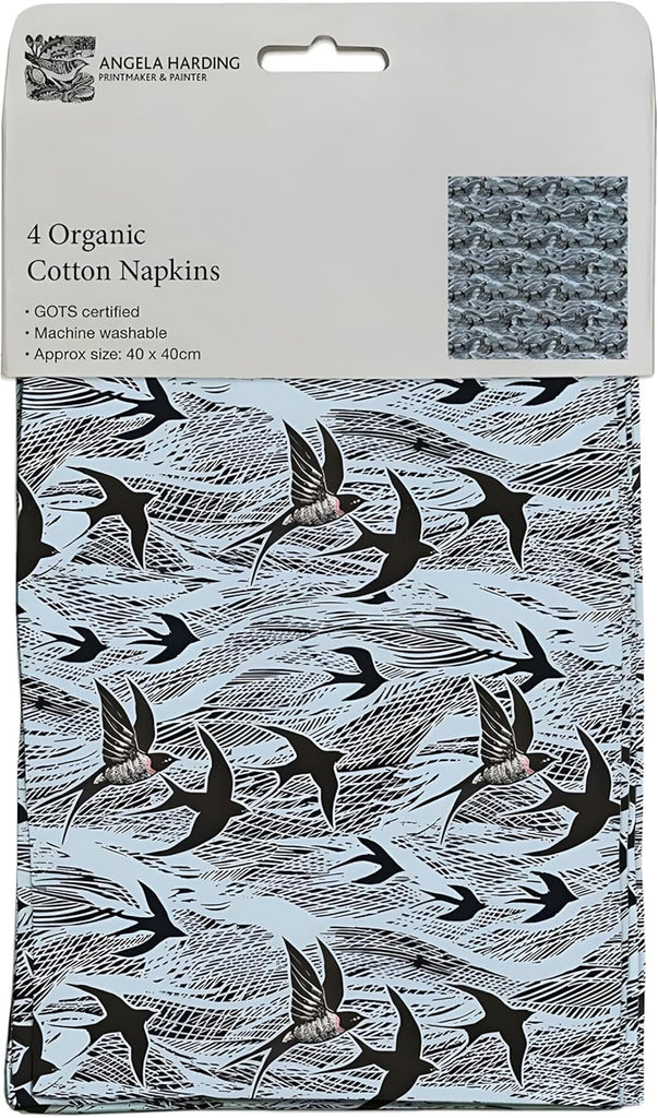 Museums & Galleries Set of 4 Napkins Organic Cotton Swallows and Sea