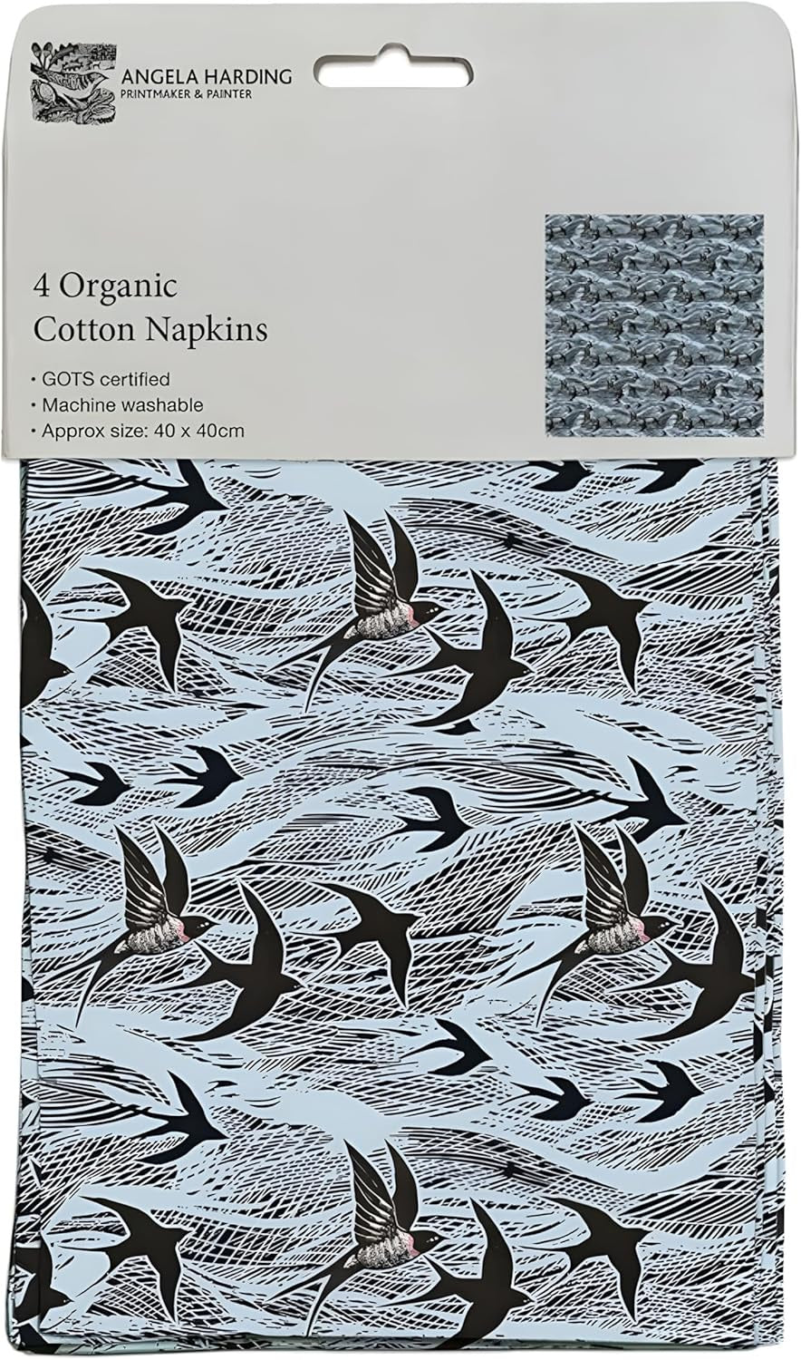 Museums & Galleries Set of 4 Napkins Organic Cotton Swallows and Sea