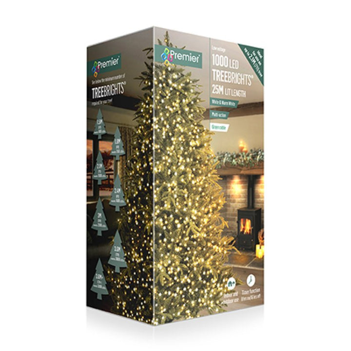 Premier Multi-Action Treebright LED Lights with Timer 1000s White/Warm White
