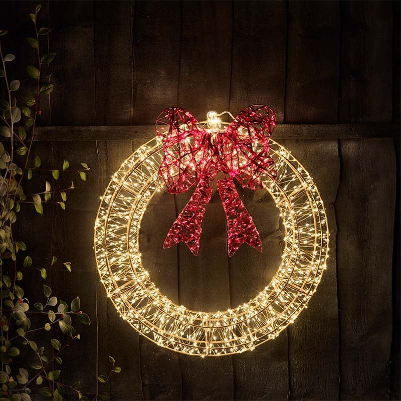 Three Kings 50cm Light Up Christmas Galaxy Wreath 1440 LEDs in Warm White
