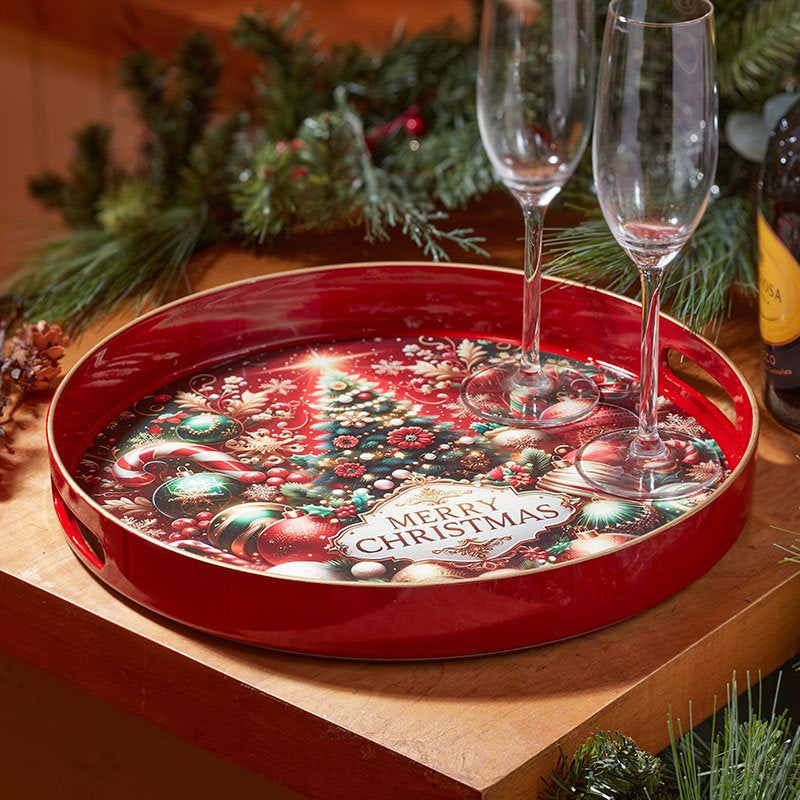 Three Kings Merry Christmas DecorTray - Round