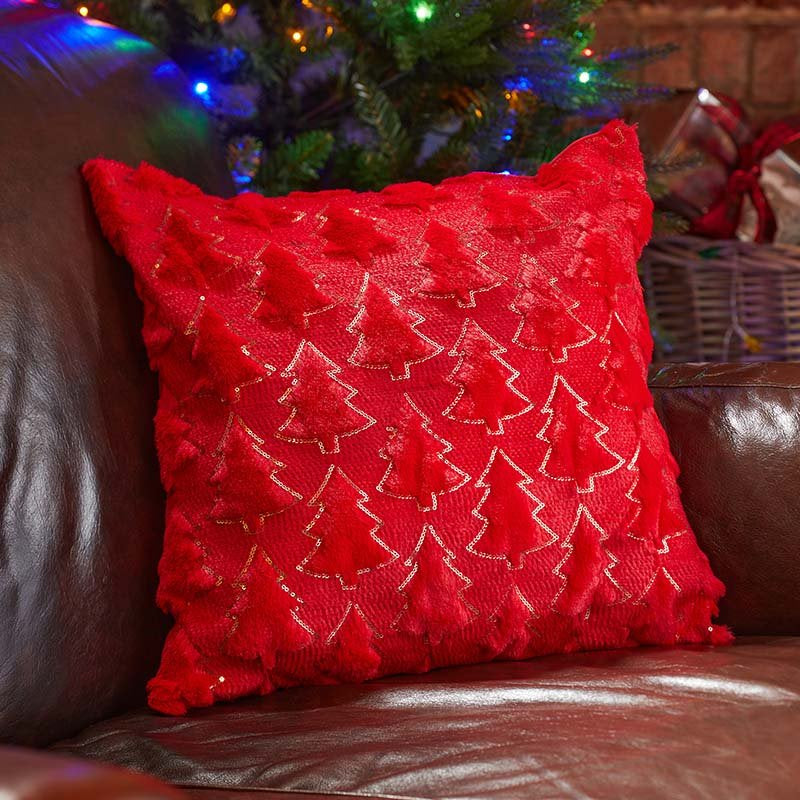 Three Kings Filled Tree Cushion - Red