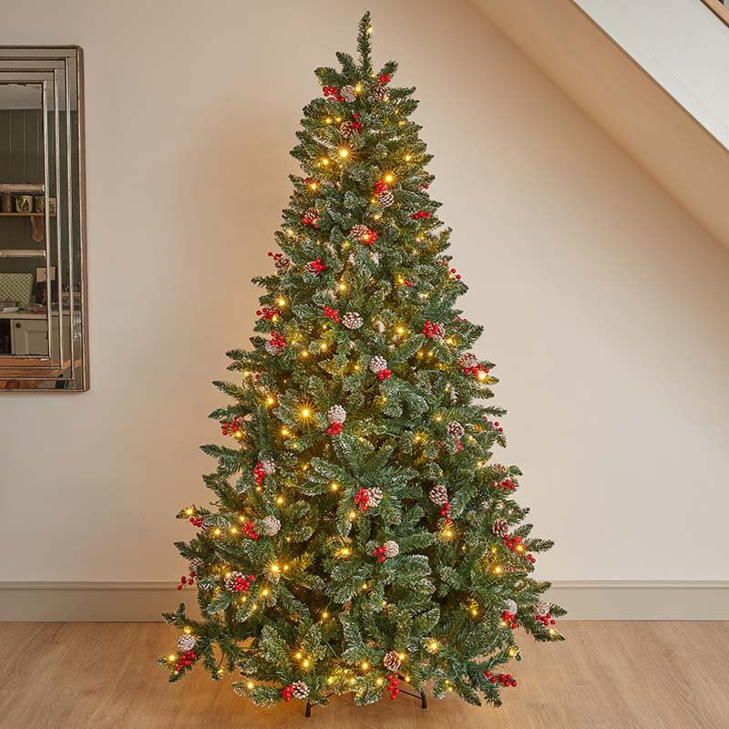 Three Kings InLit Frosted Pine Berry Cone Christmas Tree 5ft 150cm PT150