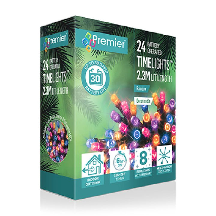 Premier 24 Multi-Action Battery Operated Time Lights Rainbow