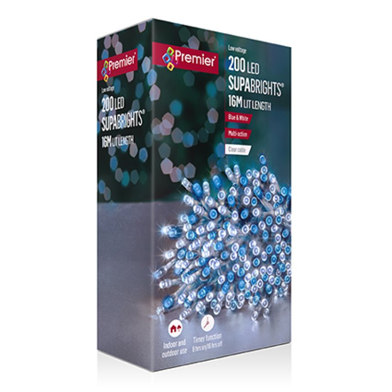 Premier 200 Multi-Action LED SupaBrights with Timer Blue