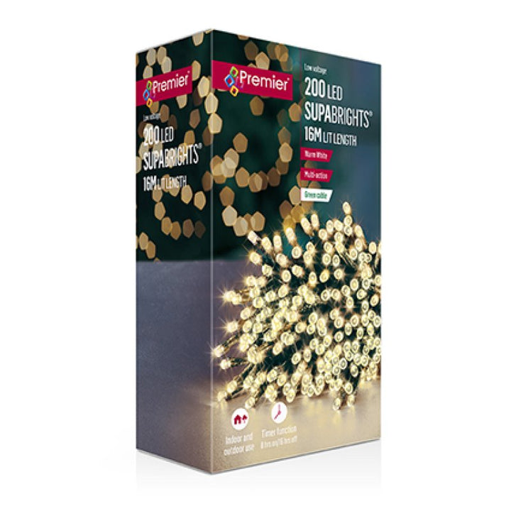 Premier 200 Multi-Action LED SupaBrights with Timer Warm White