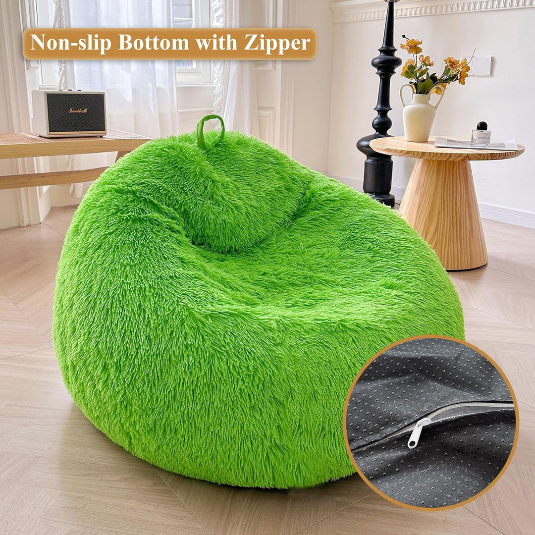 Shaggy Plush Fluffy Faux Fur Bean Bag Chair Lime Green