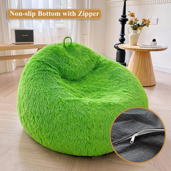 Shaggy Plush Fluffy Faux Fur Bean Bag Chair Lime Green