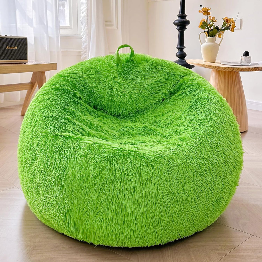 Shaggy Plush Fluffy Faux Fur Bean Bag Chair Lime Green