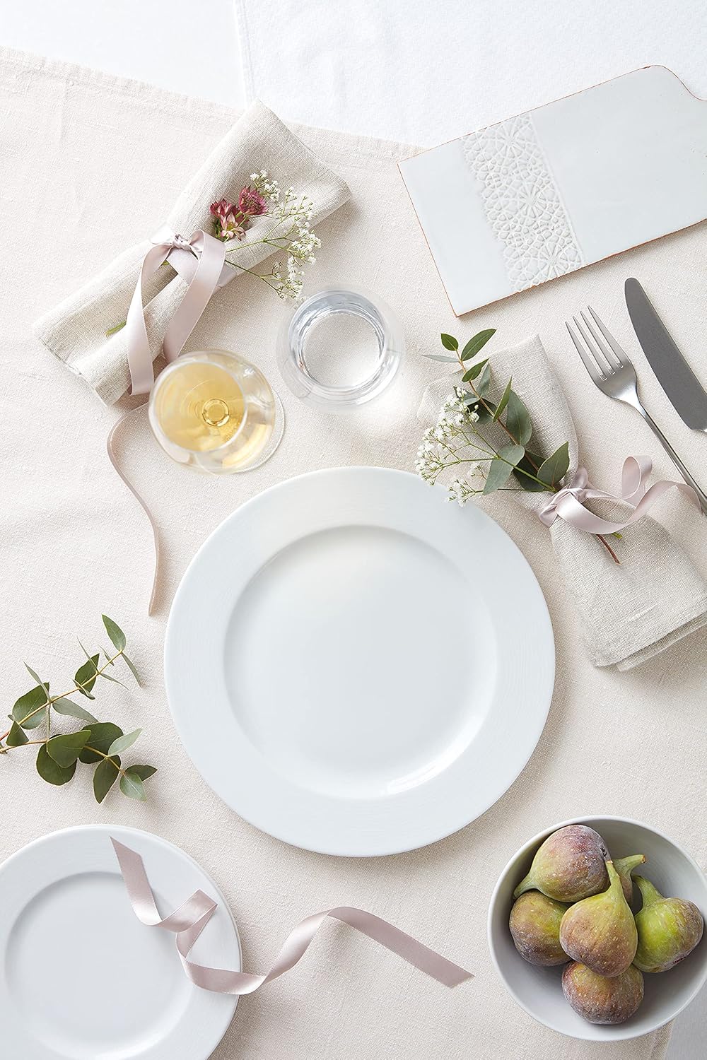 Genevieve Lethu White Porcelain Set of 2 Dinner Plates 26 cm