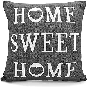 Home Sweet Home Cushion Cover Natural Chenille 43x43cm