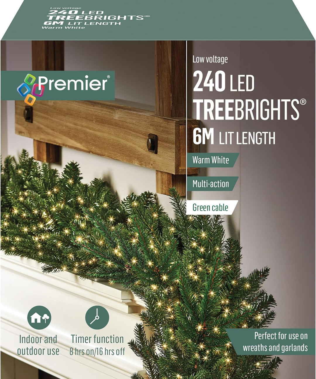 Premier Multi-Action Treebright LED Lights with Timer 240s Warm Whites