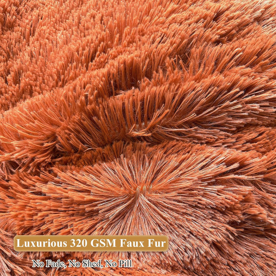 Shaggy Plush Fluffy Faux Fur Bean Bag Chair Burnt Orange