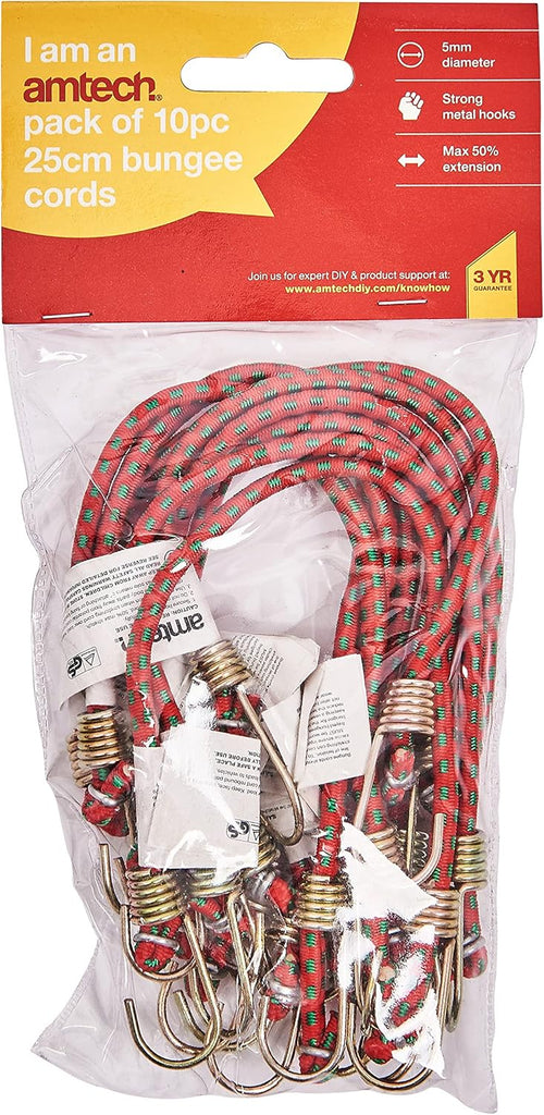 Amtech Mini Bungee Cords 250mm - Pack of 10