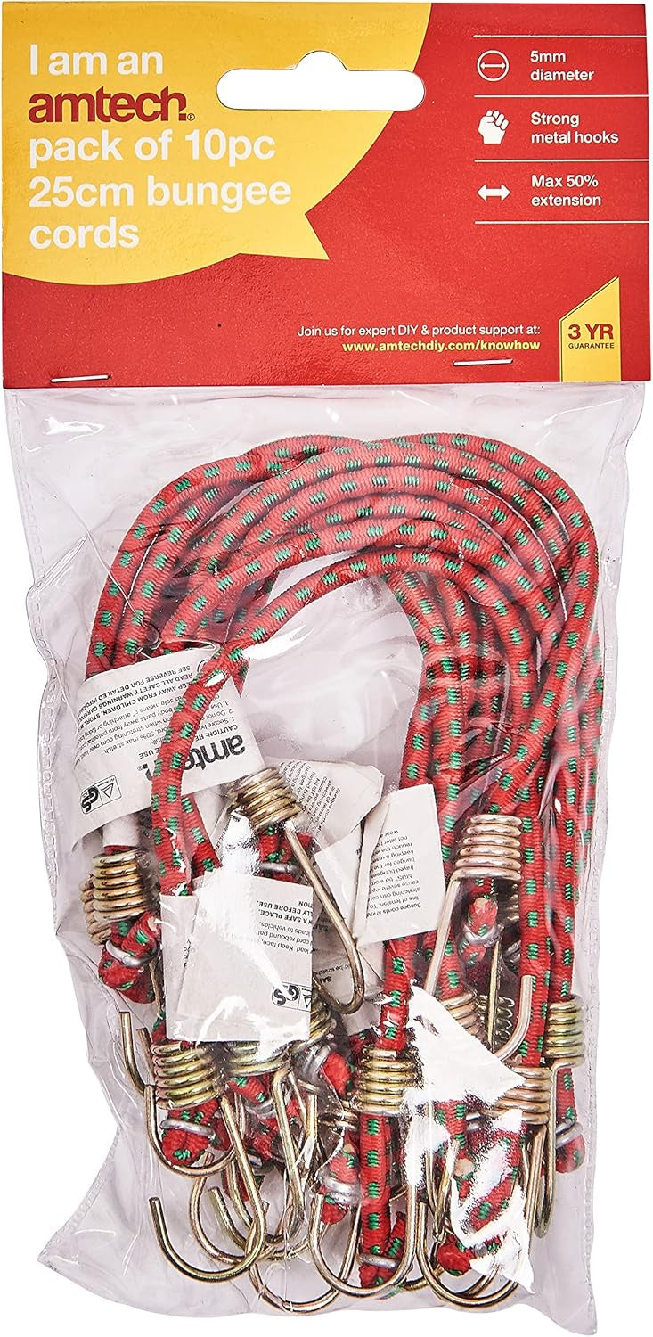 Amtech Mini Bungee Cords 250mm - Pack of 10