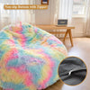 Shaggy Plush Fluffy Faux Fur Bean Bag Chair Rainbow