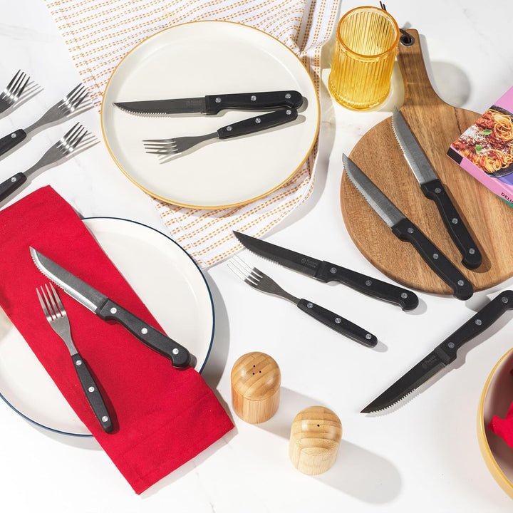 Russell Hobbs Steak Knife and Fork set 12pcs Black