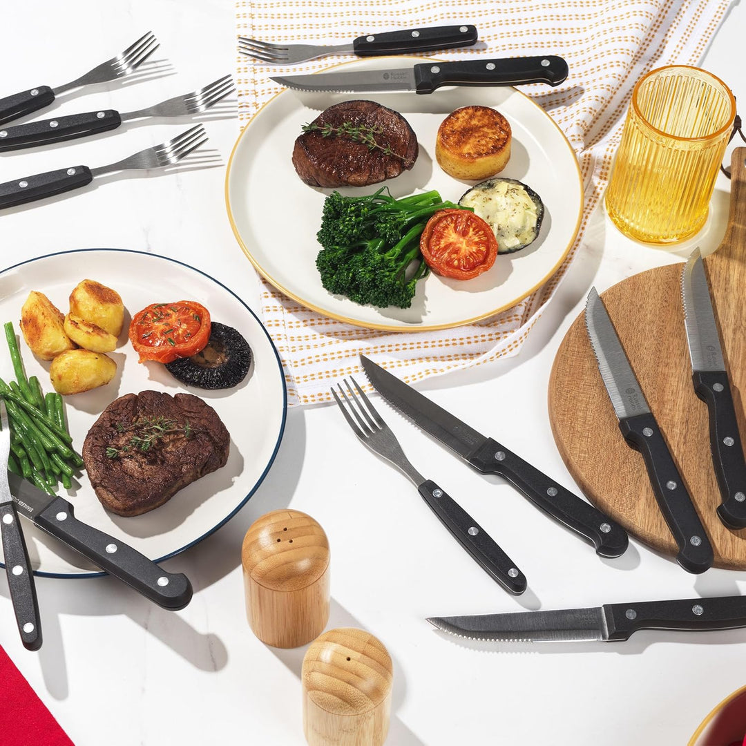 Russell Hobbs Steak Knife and Fork set 12pcs Black
