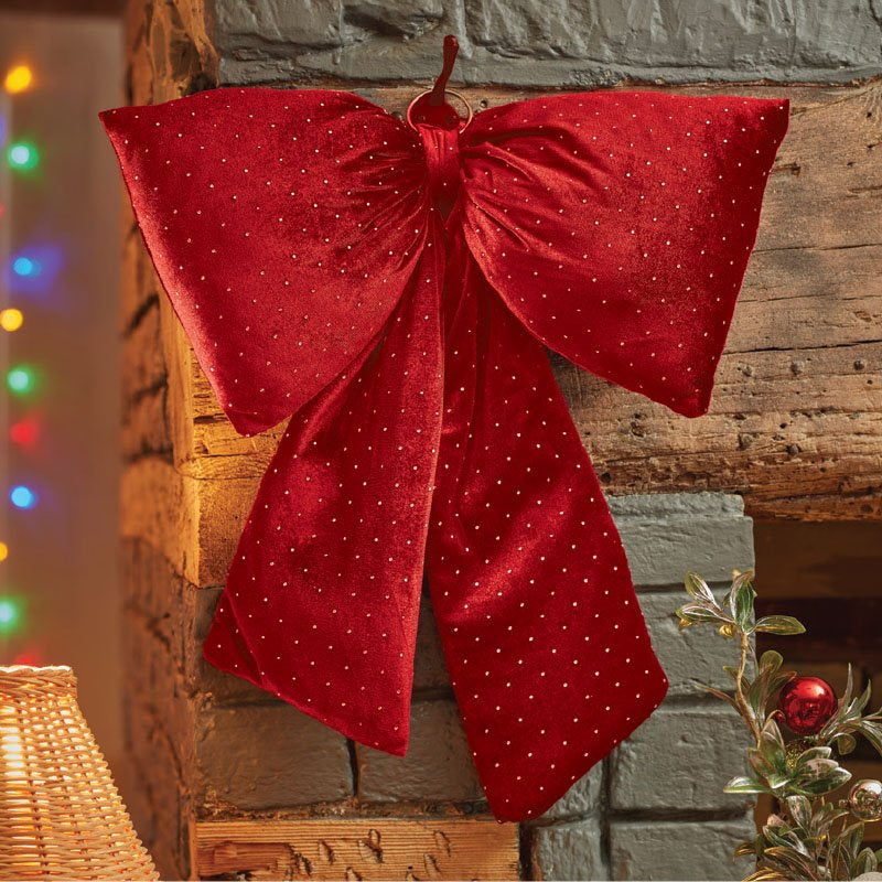 Three Kings 13cm Diamante Padded Bow - Ruby