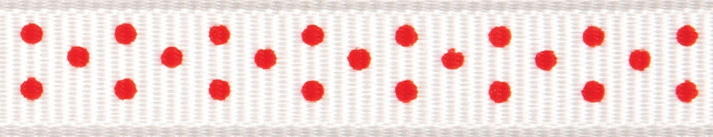 Ribbon: Grosgrain with Spots: 5m x 6mm: Red