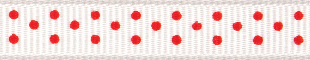 Ribbon: Grosgrain with Spots: 5m x 6mm: Red