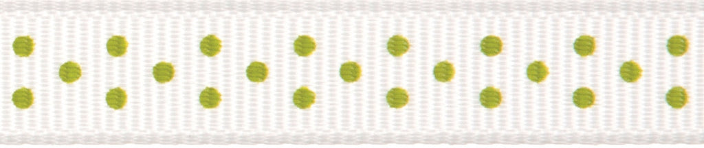 Ribbon: Grosgrain with Spots: 5m x 9mm: Lime