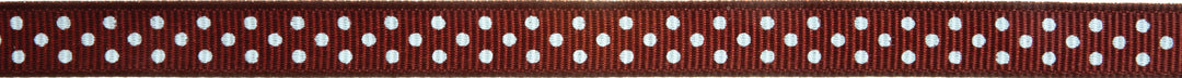 Ribbon: Grosgrain with Spots: 5m x 13mm: Chocolate