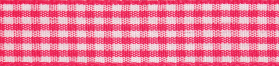 Ribbon: Gingham 2-Colour: 5m x 6mm: Hot Pink with White