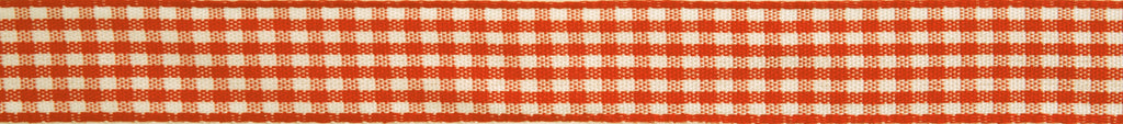 Ribbon: Gingham 2-Colour: 5m x 9mm: Orange with White
