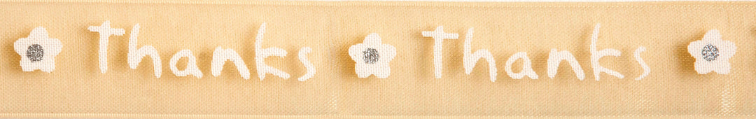 Ribbon: Thanks: 3.5m x 15mm: Purple & White on Gold