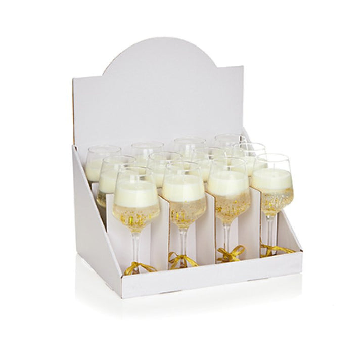 Premier 22cm Wine Glass Gel Candle with Gold Star Glitter