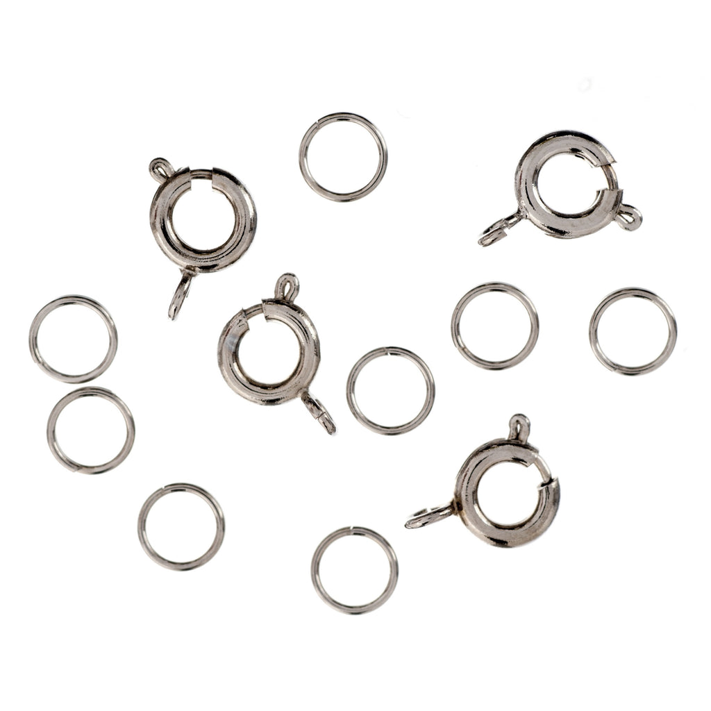 Bolt Rings with Split Ring: Silver: 4 Sets