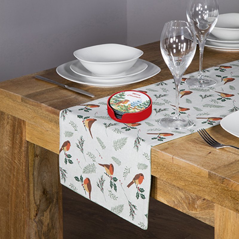 Premier 6pc Merry Christmas Robin Coasters with Holder 11.5cm