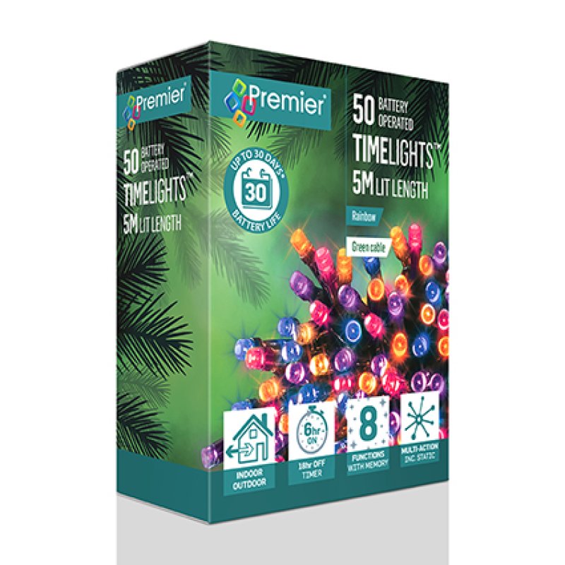 Premier 50 Multi-Action Battery Operated Time Lights Rainbow