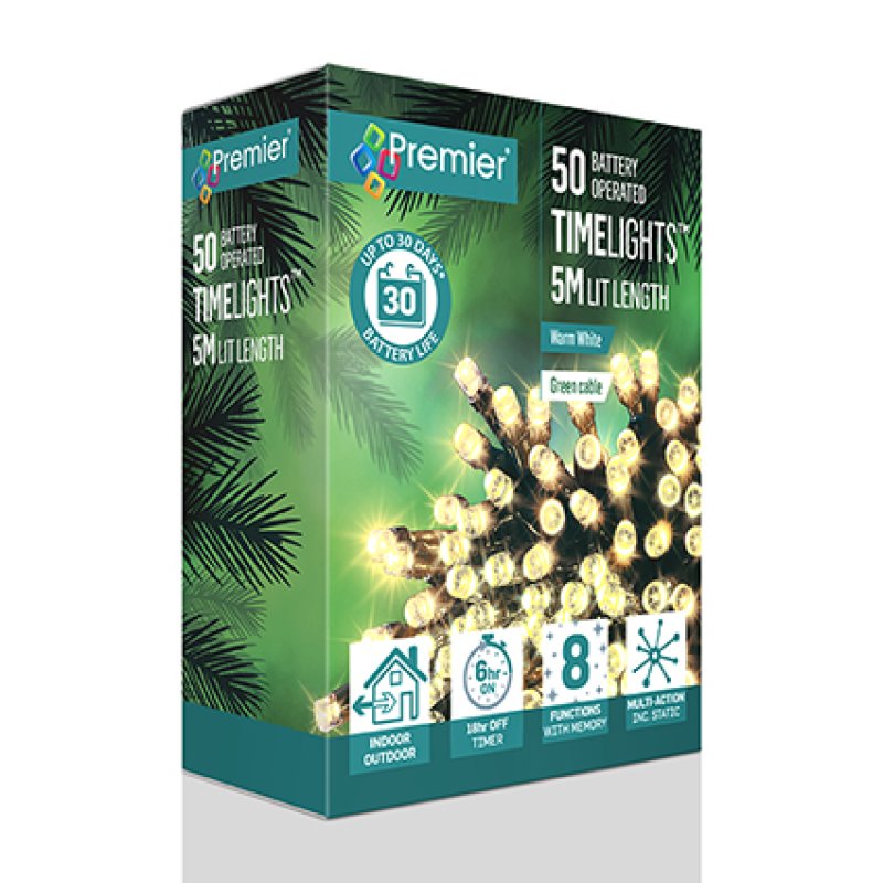 Premier 50 Multi-Action Battery Operated Time Lights Warm White