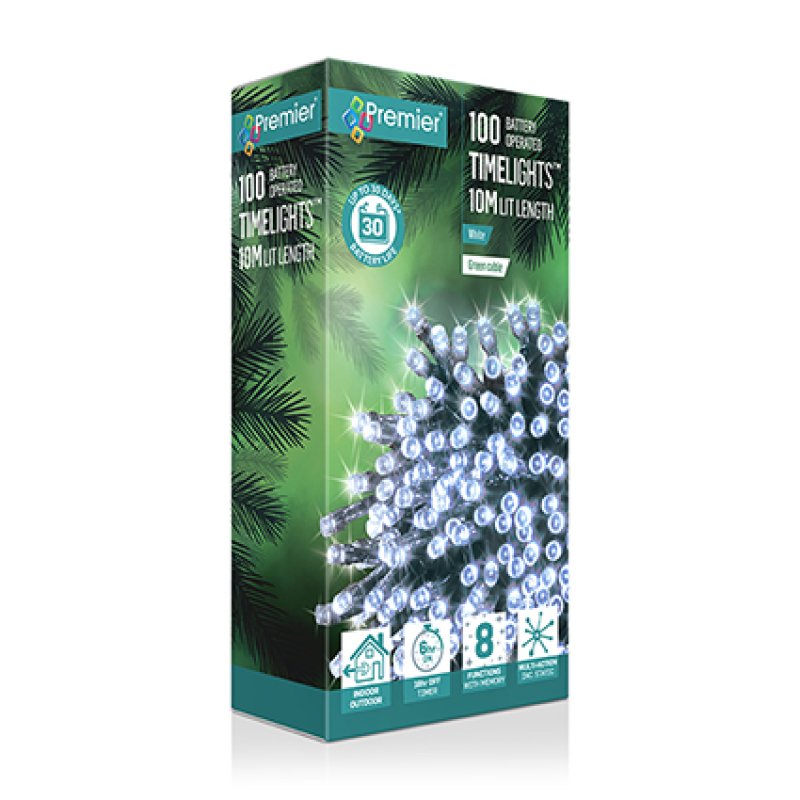 Premier 100 Multi-Action Battery Operated Time Lights Cool White