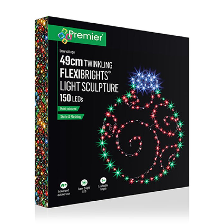 Premier 39 x 49cm Twinkling FlexiBrights Bauble with 150 Red &amp; Green LEDs