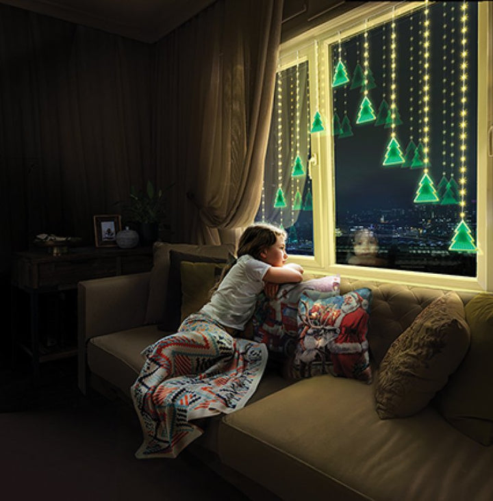 Premier 1.2 x 1.2m Multi-Action Infinity Trees V Curtain Light 501 Warm White/Green LEDs