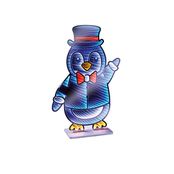 Premier 40cm Penguin with Top Hat Infinity Mirror Tabletop
