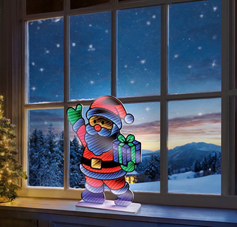 Premier 40cm Santa Holding Parcel Infinity Mirror