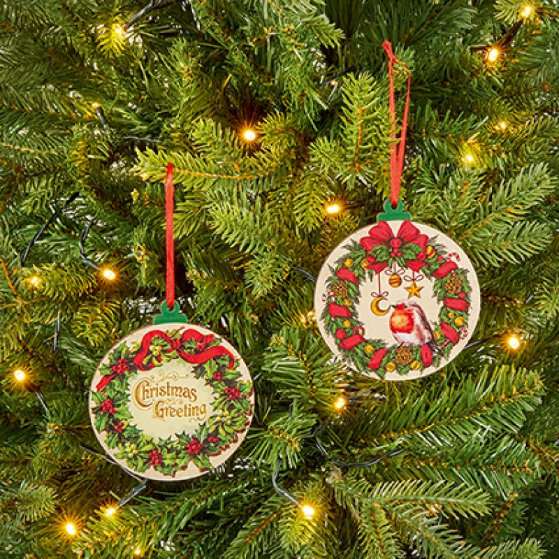 Premier 10cm Wooden Wreath Hanging Decoration Assorted