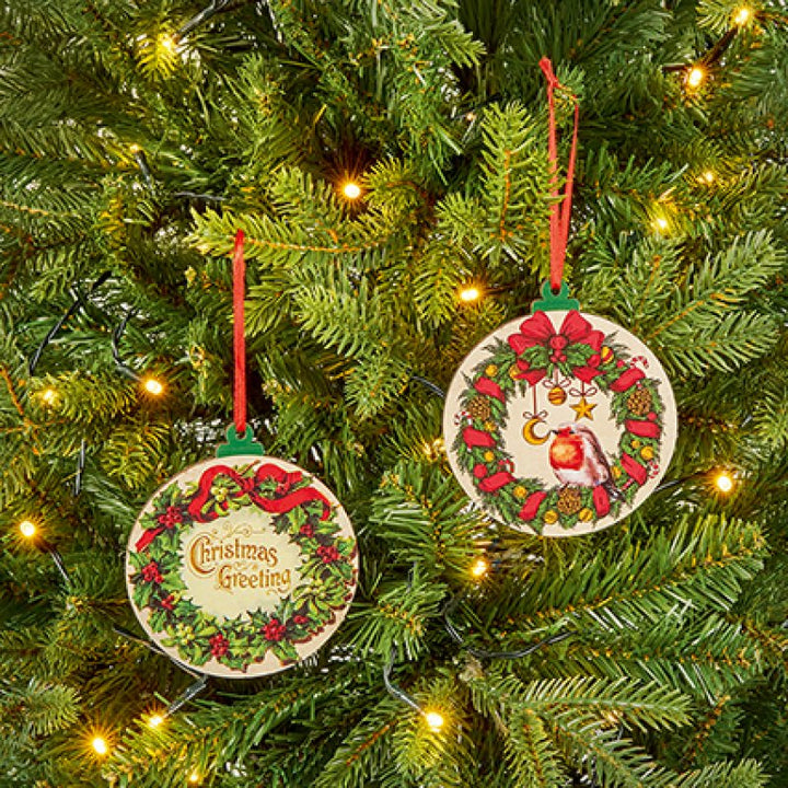 Premier 10cm Wooden Wreath Hanging Decoration Assorted