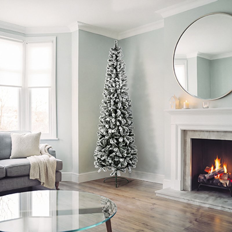 Premier Slim Spruce Flocked 2m Xmas Tree