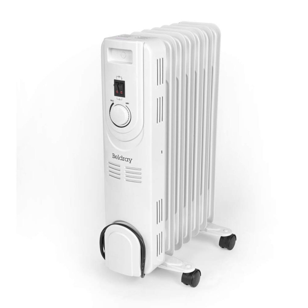 Beldray 7 Fin Oil-Filled Electric Heater with Wheels and Adjustable Thermostat 600/900/1200W