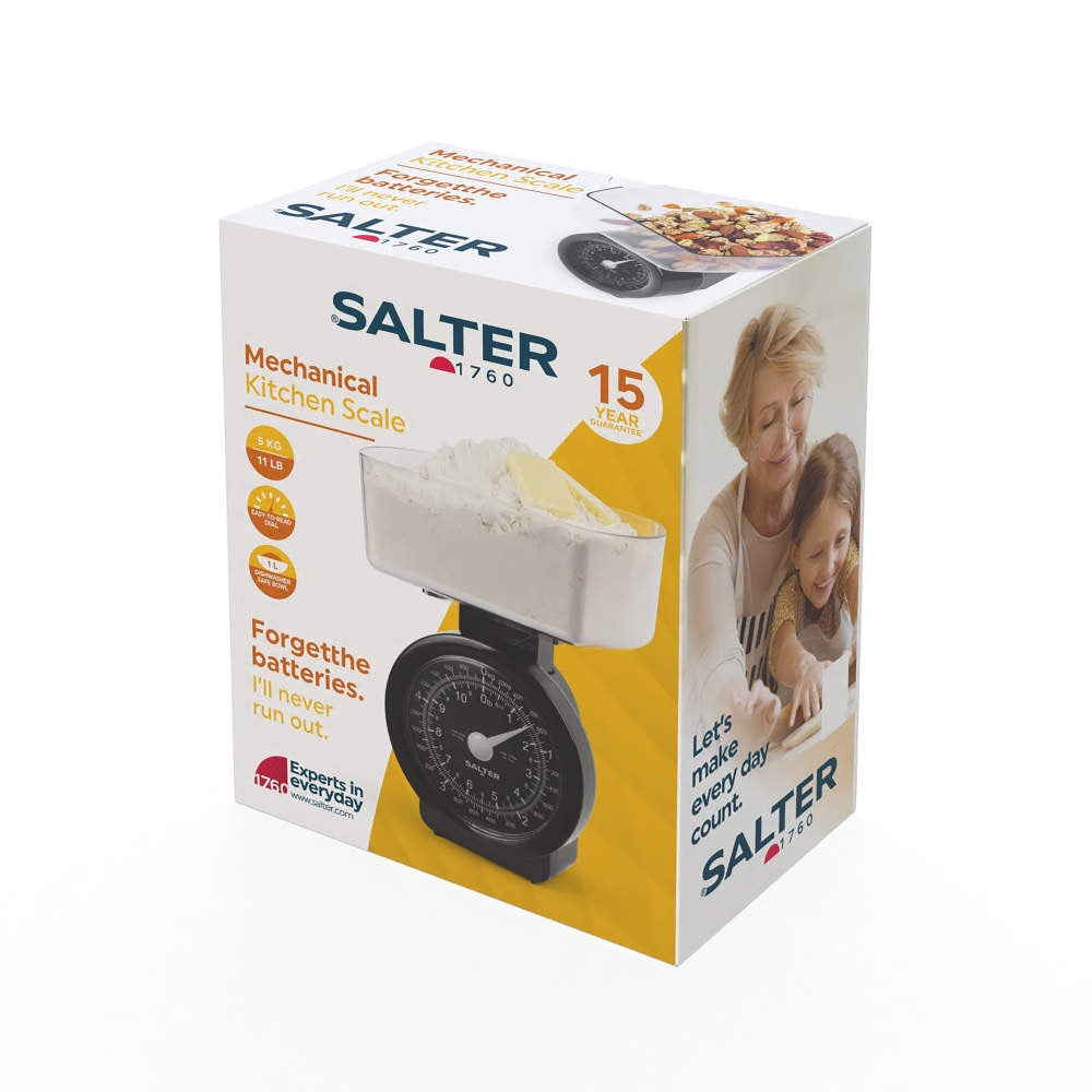 Salter Compact Mechanical Kitchen Scale 5kg Black
